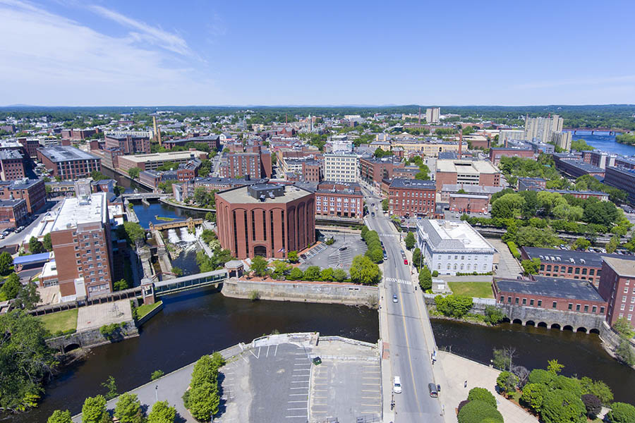 West Springfield, MA Insurance - Arieal View of Town in Massachusetts on a Beautiful Day